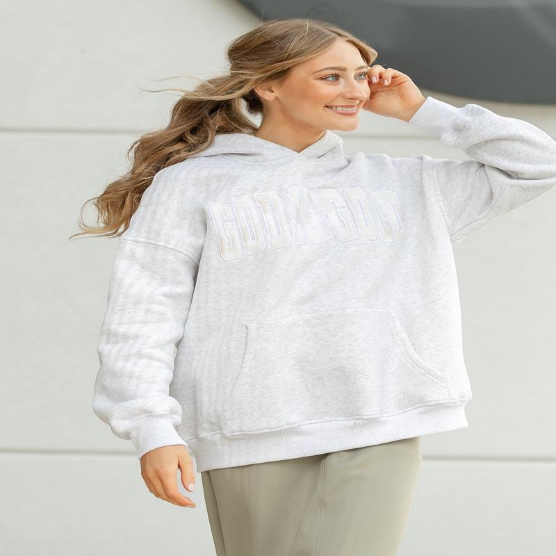 God Is Good Quilted Embroidered Hoodie