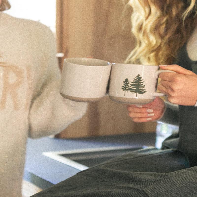 Green Trees Stoneware Coffee Mug