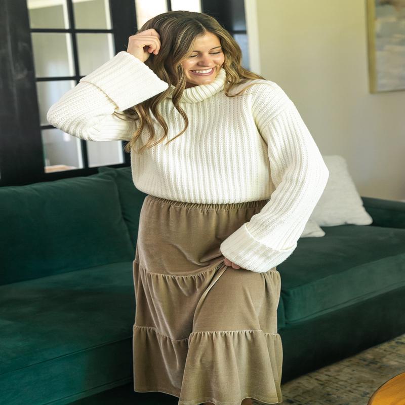 Harlow Velvet Tiered Midi Skirt