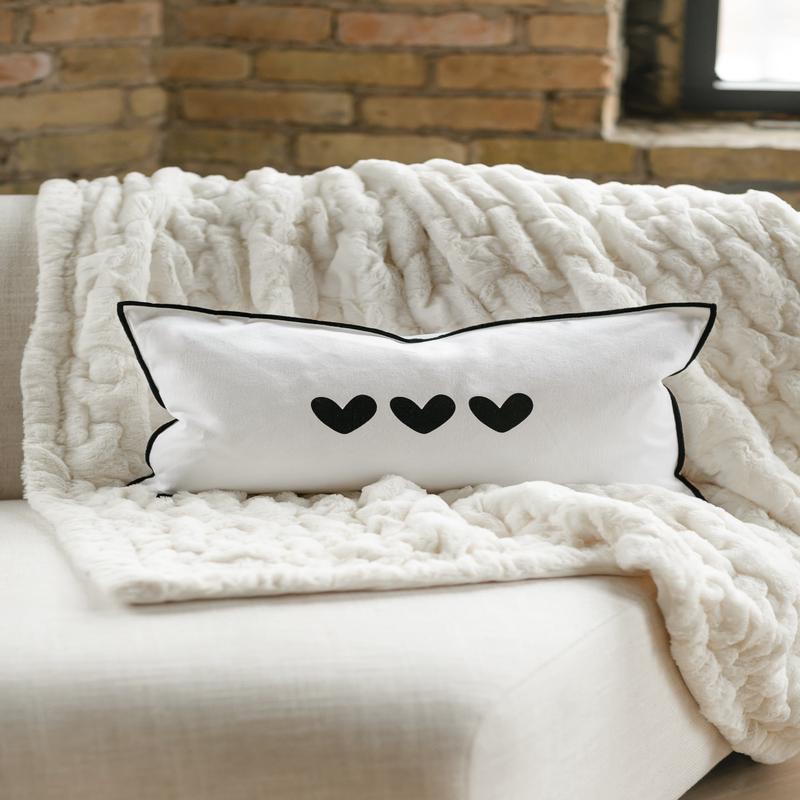 Lumbar Black Hearts Pillow Case & Pillow - FINAL SALE