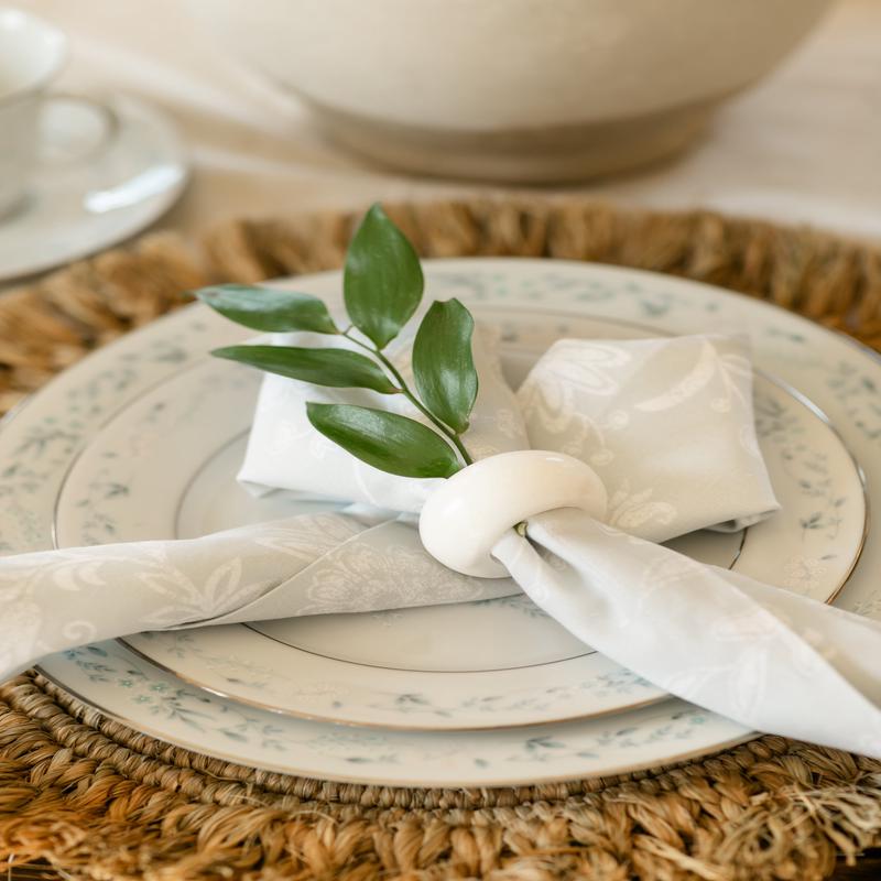 Marble Napkin Rings White 4pc Set