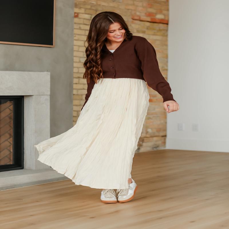 Natalie Crinkle Cream Maxi Skirt - FINAL SALE