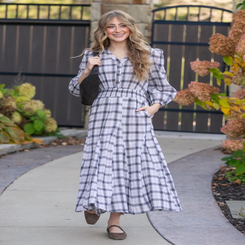 Plaid Button Down Maxi Dress