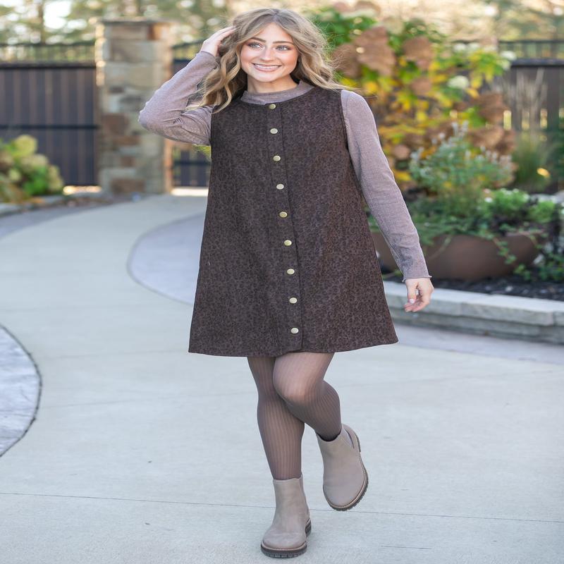 Sleeveless Printed Button Down Midi Dress