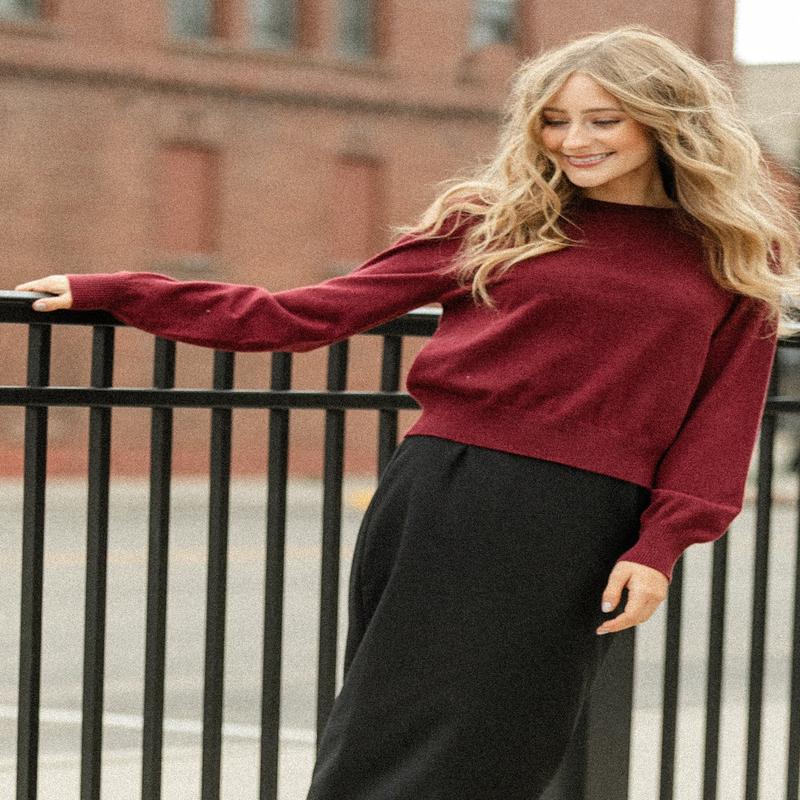 Solid Crew Neck Pullover Sweater