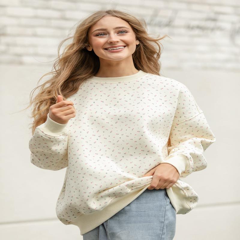 Sunkissed Cream Floral Pullover Sweatshirt