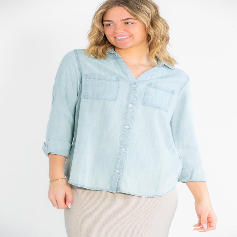 Thread & Supply Ginger Chambray Button Up Long Sleeve Top - FINAL SALE