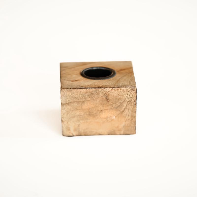 Wood Taper Candle Holder Short