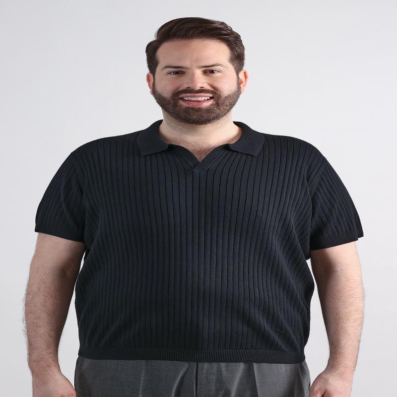 Big & Tall Johnny Collar Ribbed Sweater