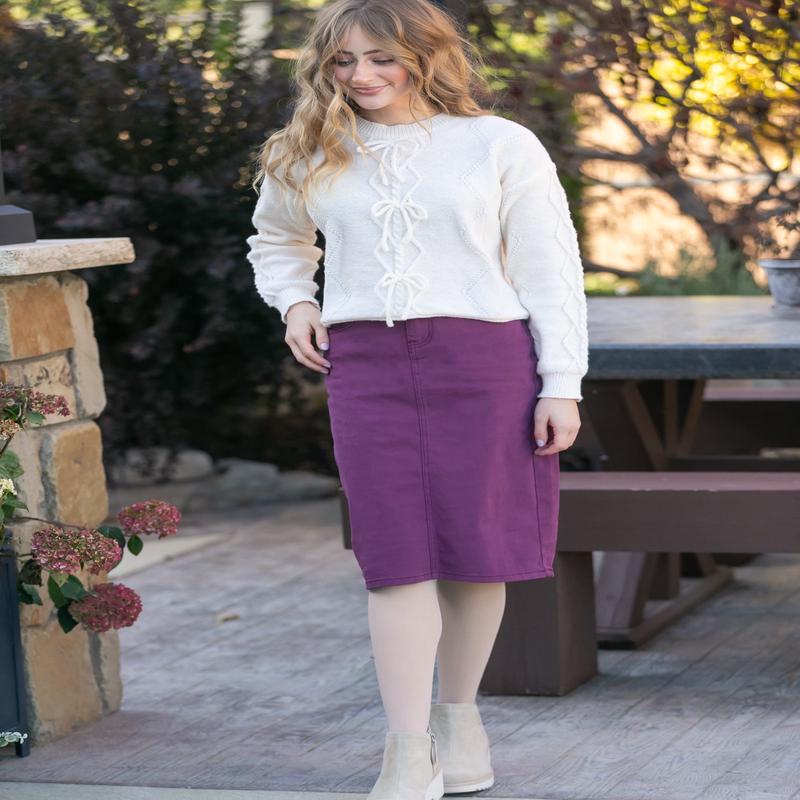 DOORBUSTER - Remi Orchid Denim Midi Skirt - FINAL SALE