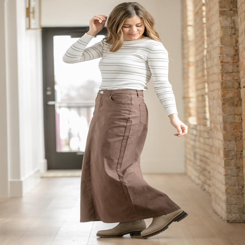 DOORBUSTER - Stella Brownstone Denim Maxi Skirt - FINAL SALE