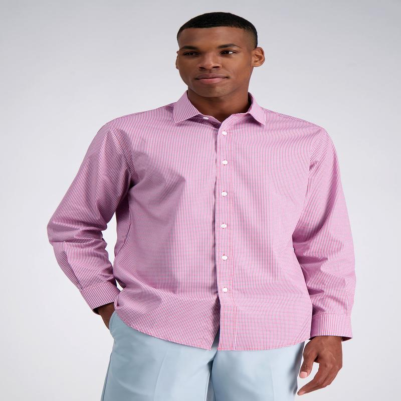 Premium Comfort Performance Cotton Dress Shirt - Red Check