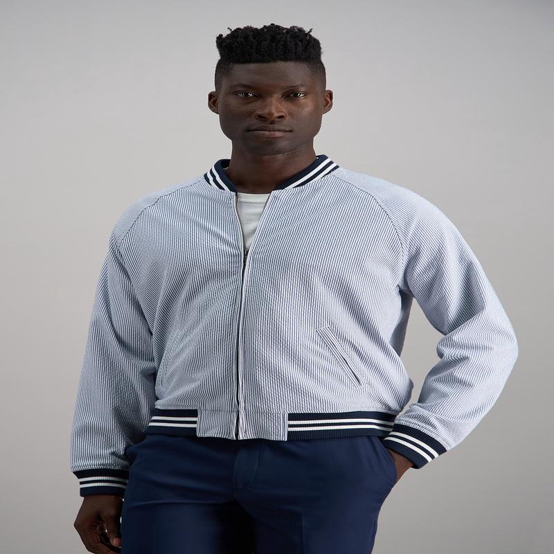 Seersucker Bomber Jacket