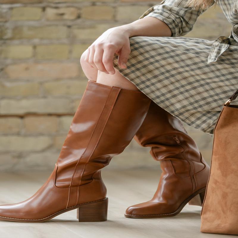 The Harriet Brown Tall Riding Boot