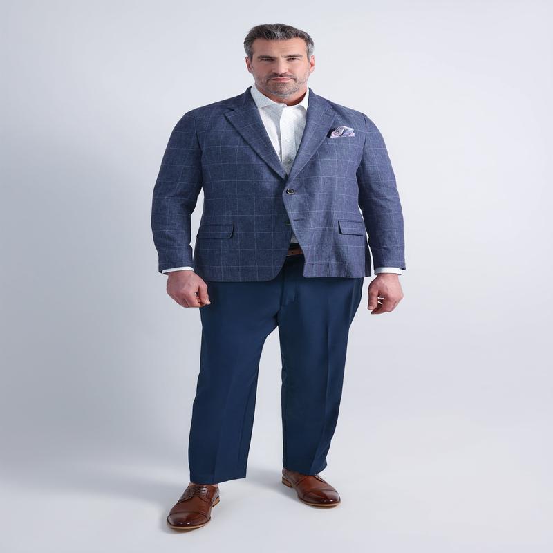 Big & Tall J.M. Haggar Plaid Windowpane Linen Sport Coat