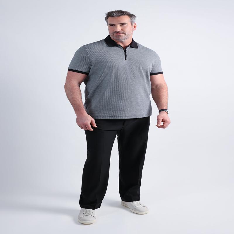 Big & Tall Premium Comfort Quarter Zip Houndstooth Polo