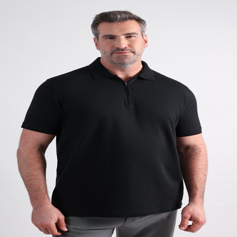 Big & Tall Premium Comfort Quarter Zip Jacquard Polo