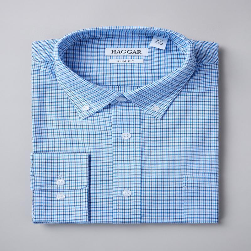 Premium Comfort Dress Shirt - Bright Blue Plaid