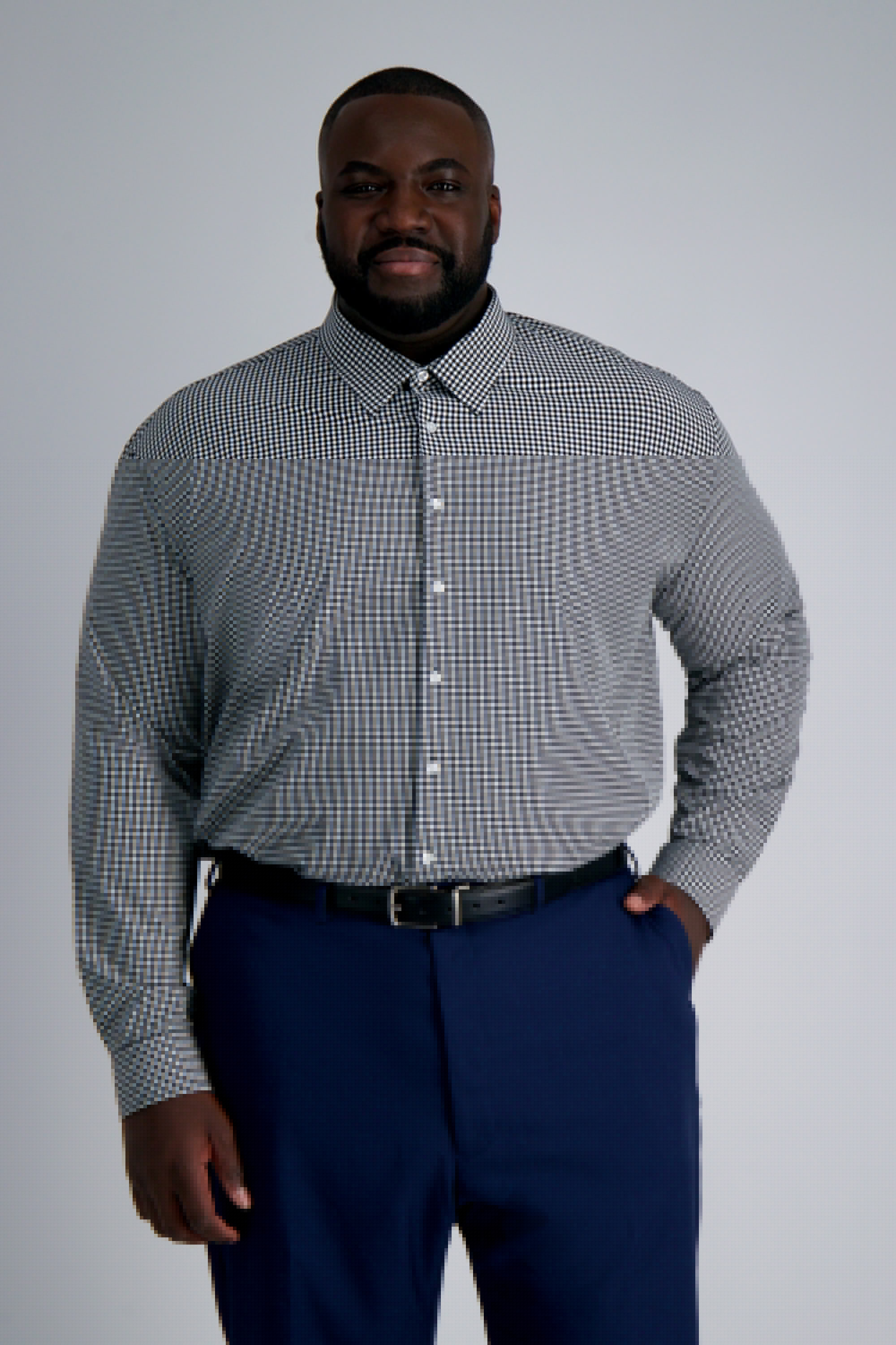 Smart Wash Tall Dress Shirt - Black Check