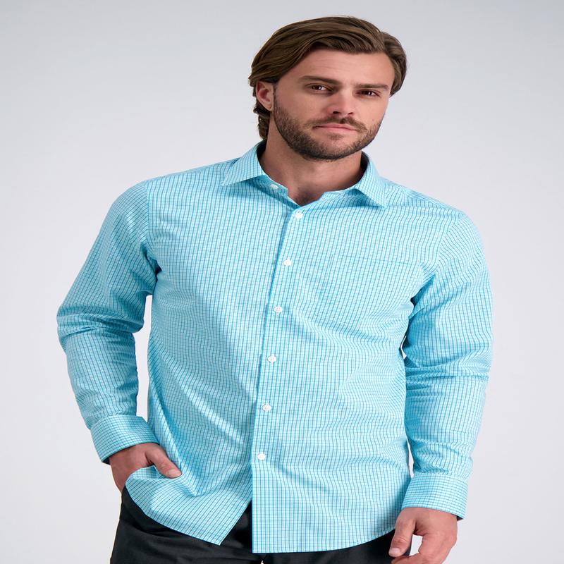 Aqua Plaid Premium Comfort Dress Shirt