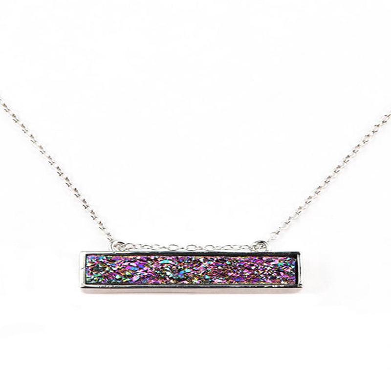 Bethany Druzy Bar Necklace in Silver