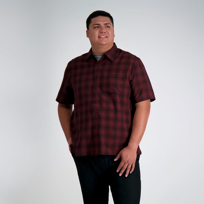 Big & Tall Microfiber Plaid Shirt - Wine