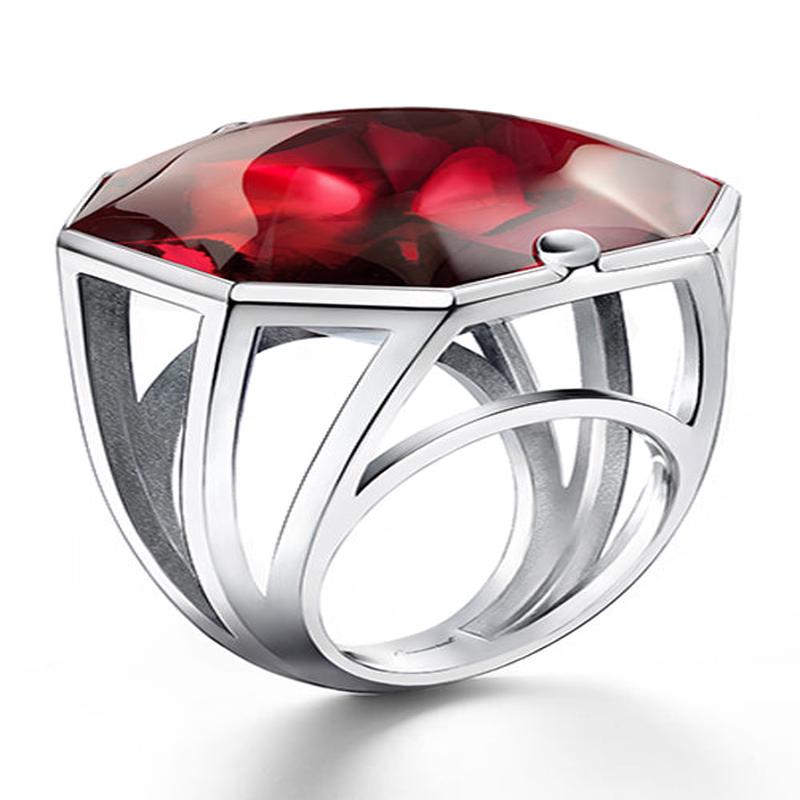 L'ILLUSTRE Large Crystal Ring-Sterling Silver