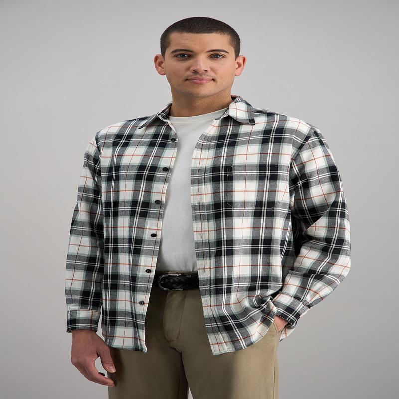 Long Sleeve Flannel Plaid Shirt - White
