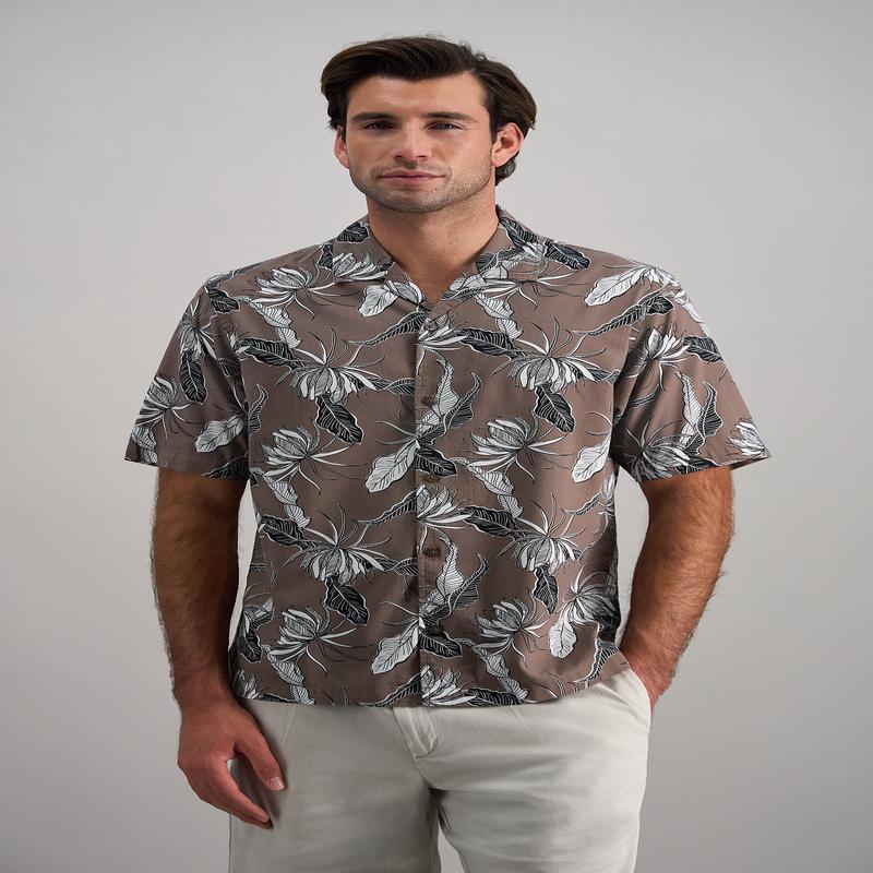 Short Sleeve Camp Shirt - Brown