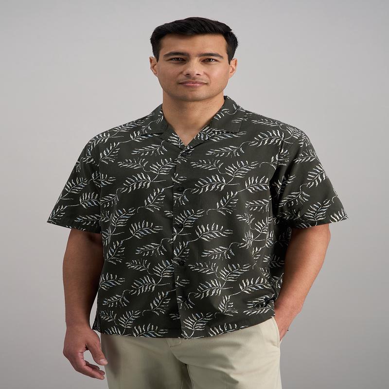 Short Sleeve Tropical Camp Shirt - Dark Green