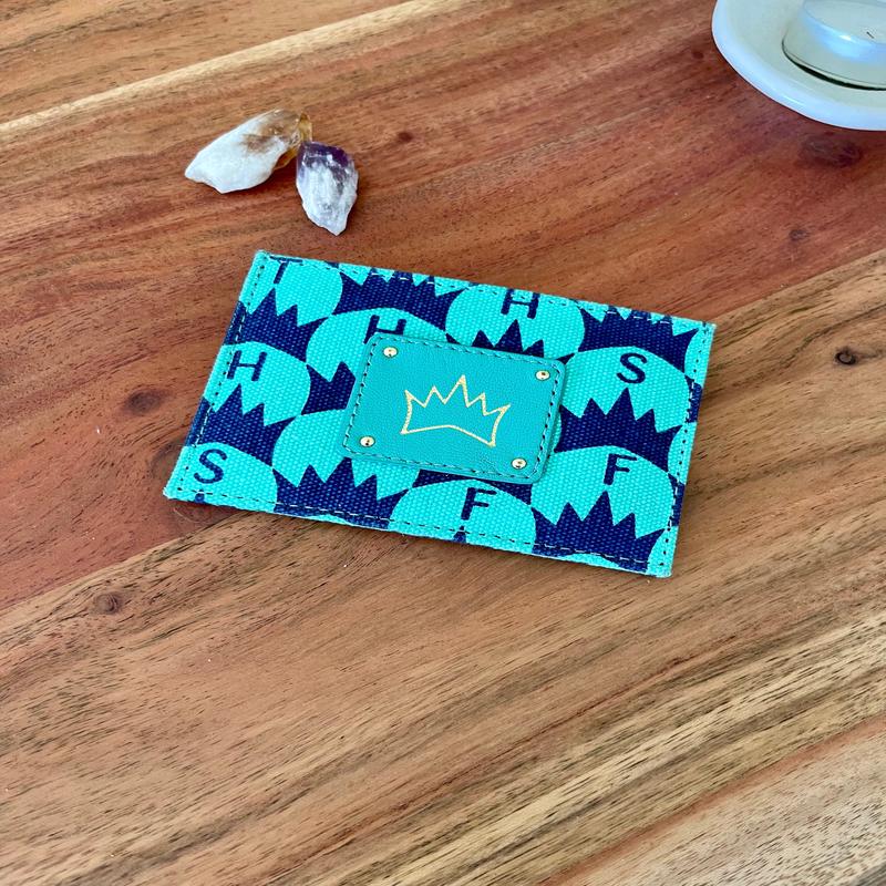 Crown Print Card Case - Teal