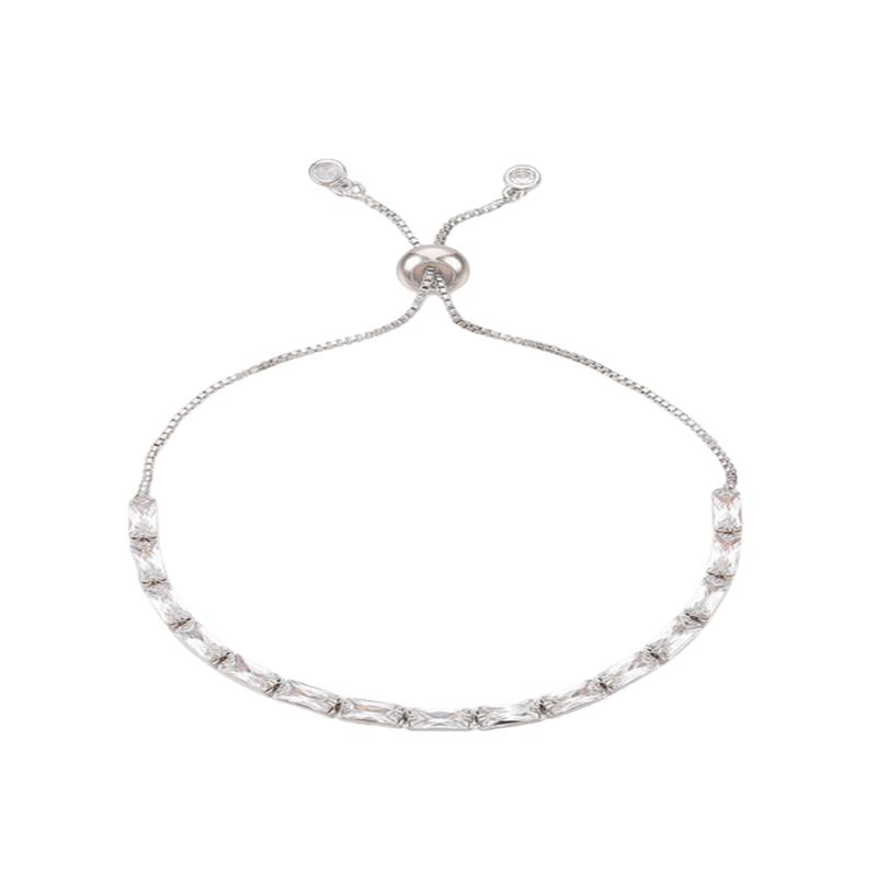 CZ Tennis Bracelet Adjustable Silver