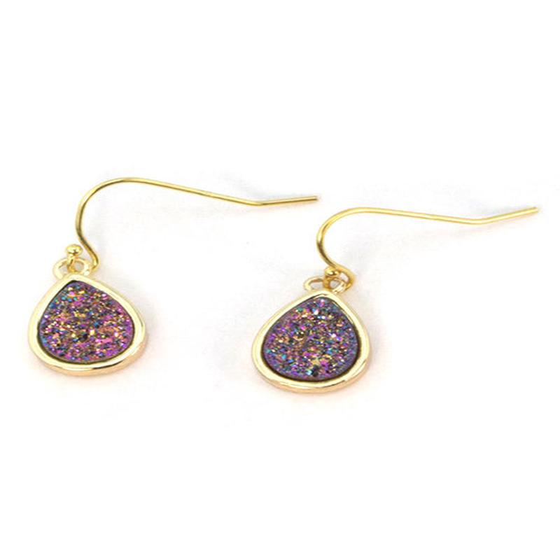 Emma Druzy Teardrop Earrings in Gold