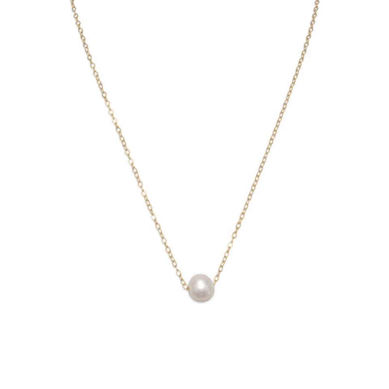 Floating Pearl Necklace in Gold
