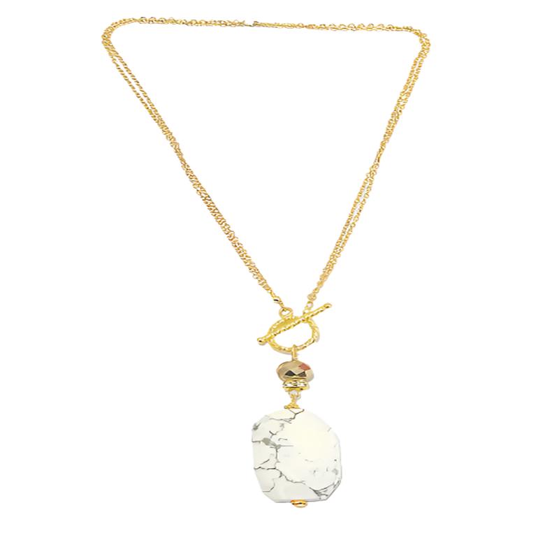 Gigi Howlite Toggle Necklace Gold