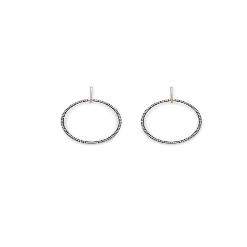 Gold & Gunmetal Pave Hoops