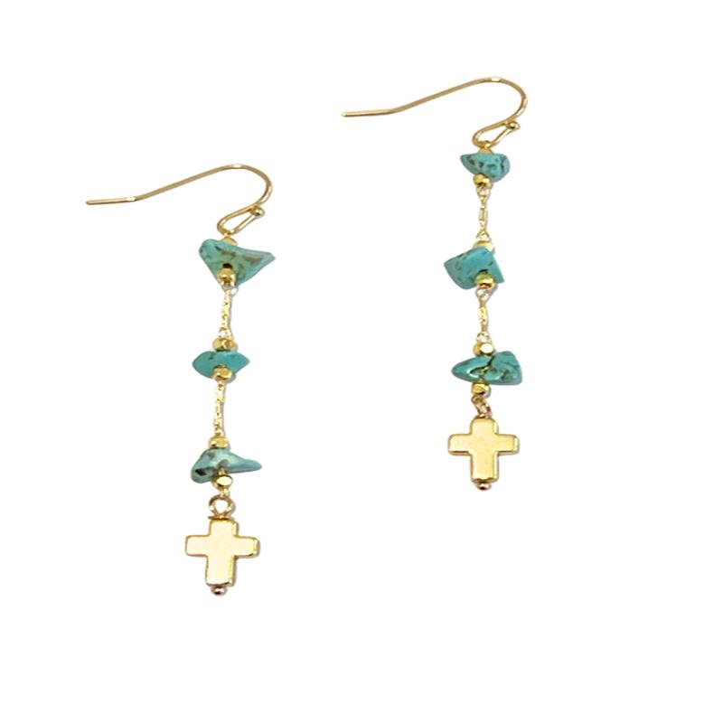Grace Gemstone Cross Earrings