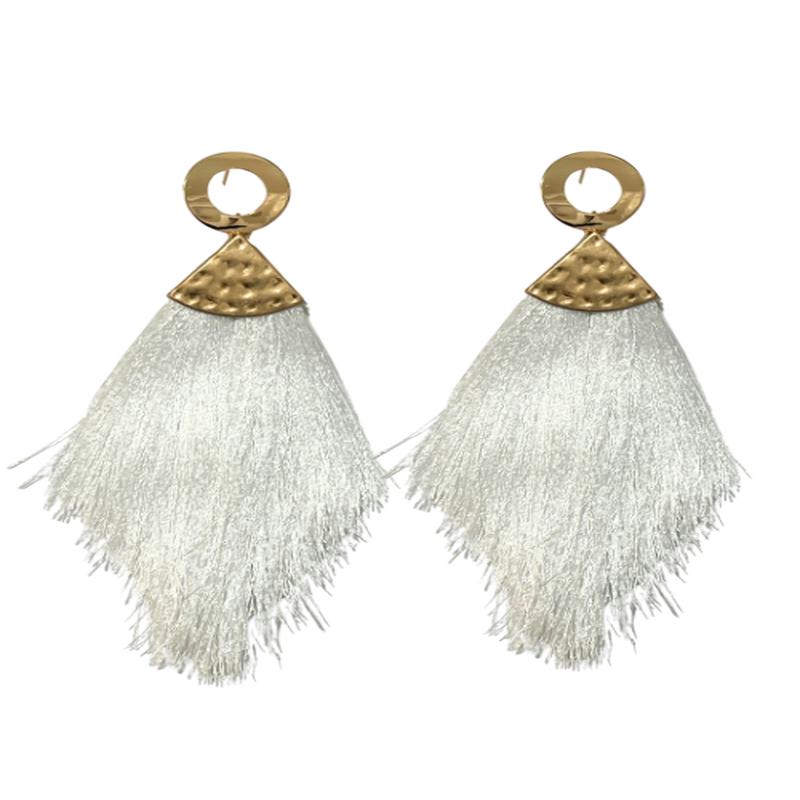 Kensie Fringe Earrings White