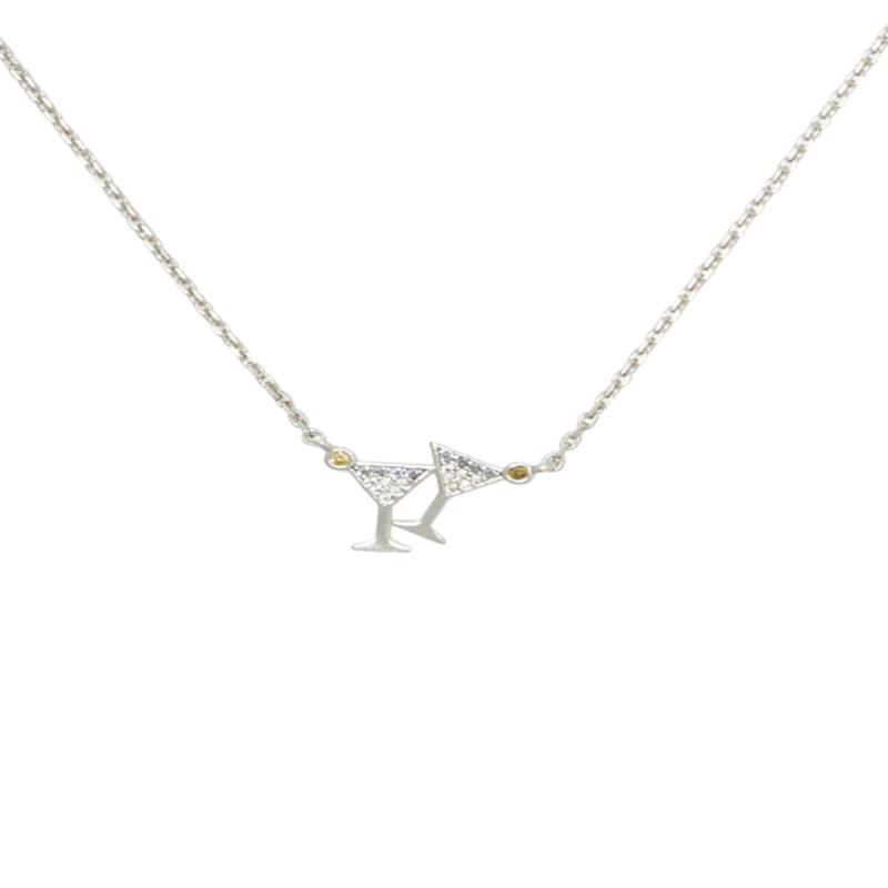 Martini Crystal Pendant Silver