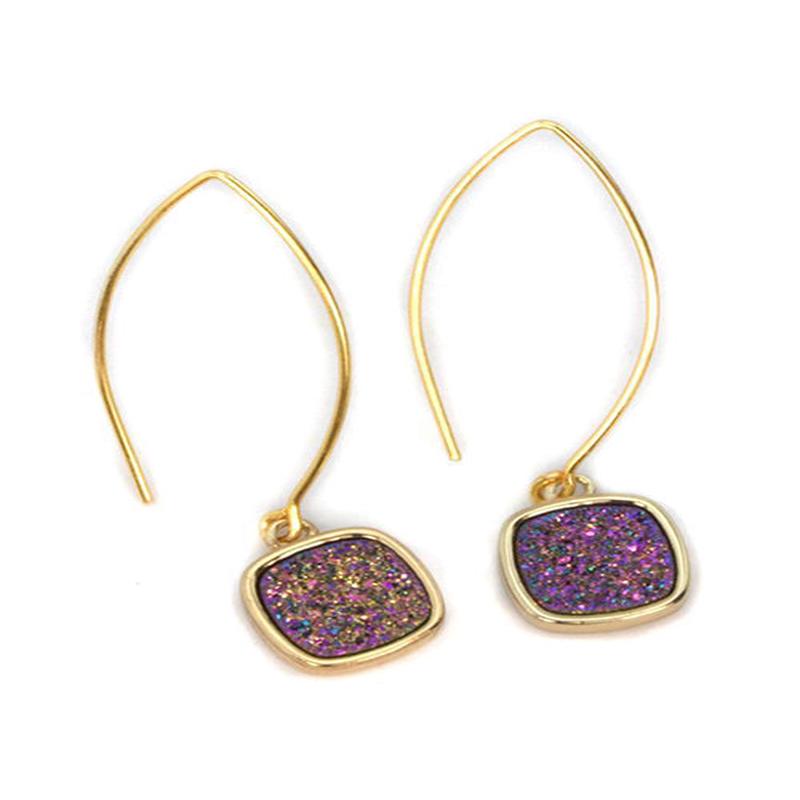 Mia Druzy Square Gold Earrings