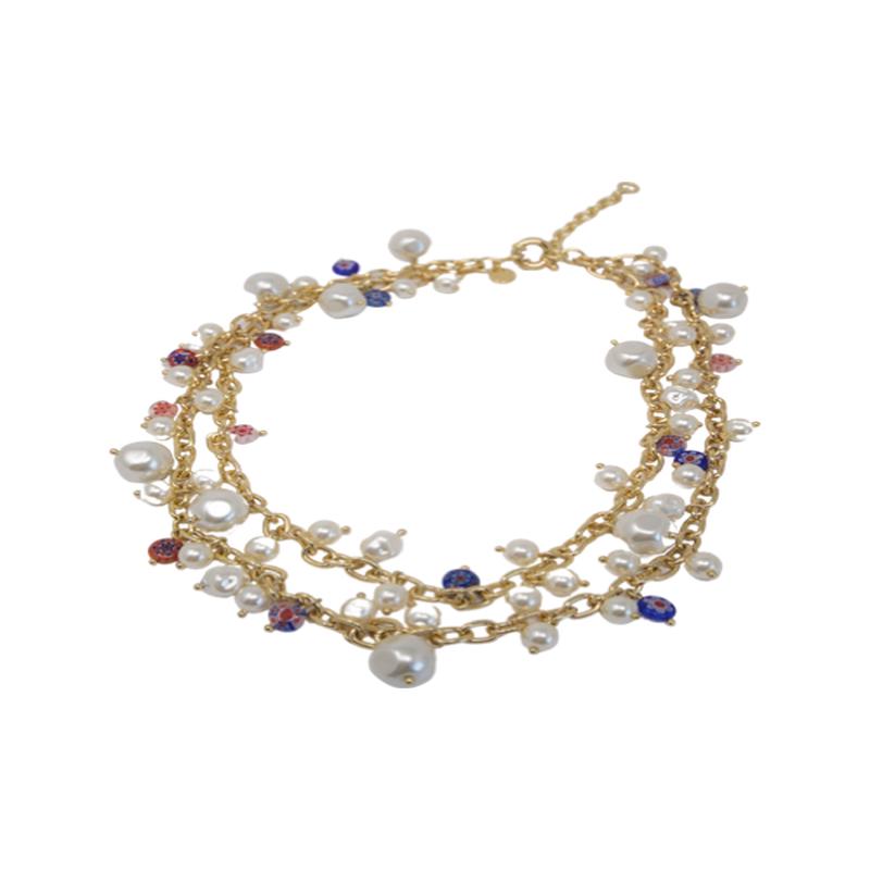Millefiori Short Necklace in Gold