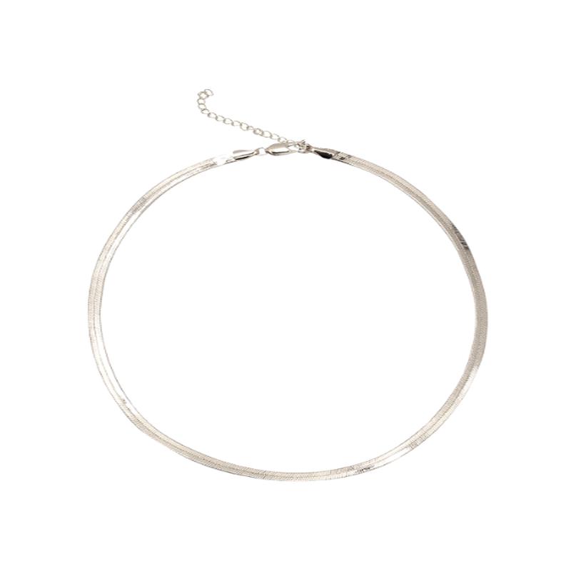 Silver Herringbone Necklace 16"