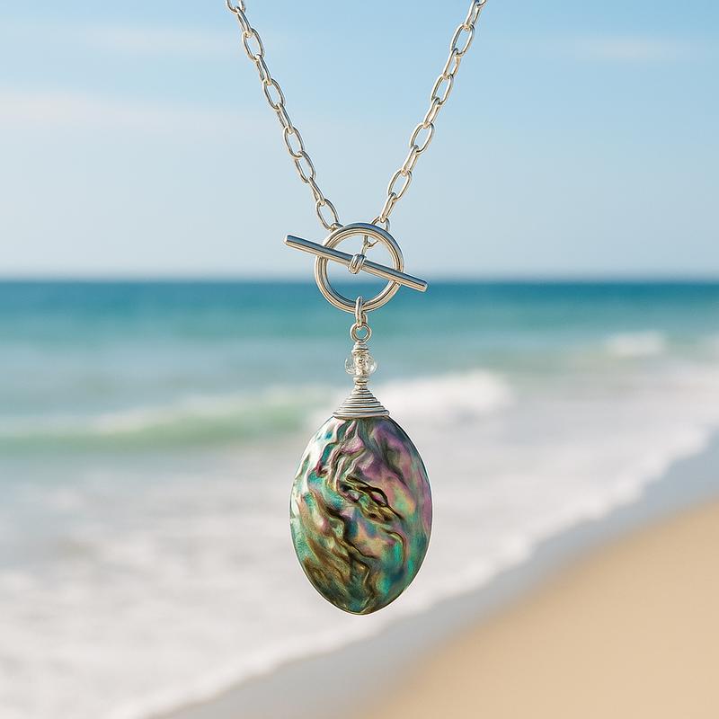 2 Way Abalone  Necklace Silver
