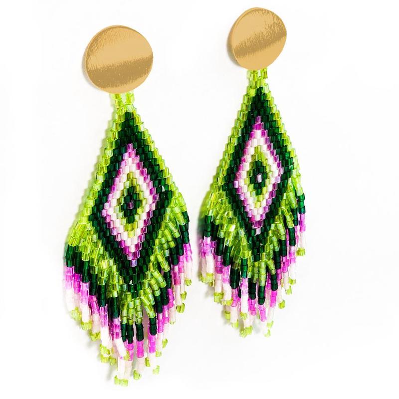 Anitha Beaded Earrings in Green