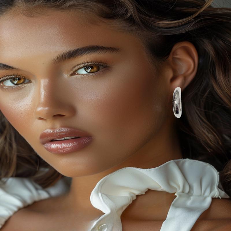 Chunky Silver Oval Hoops