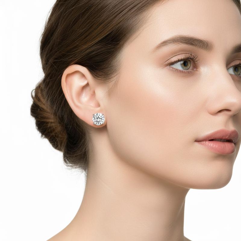 CZ Stud Earrings Sterling Silver