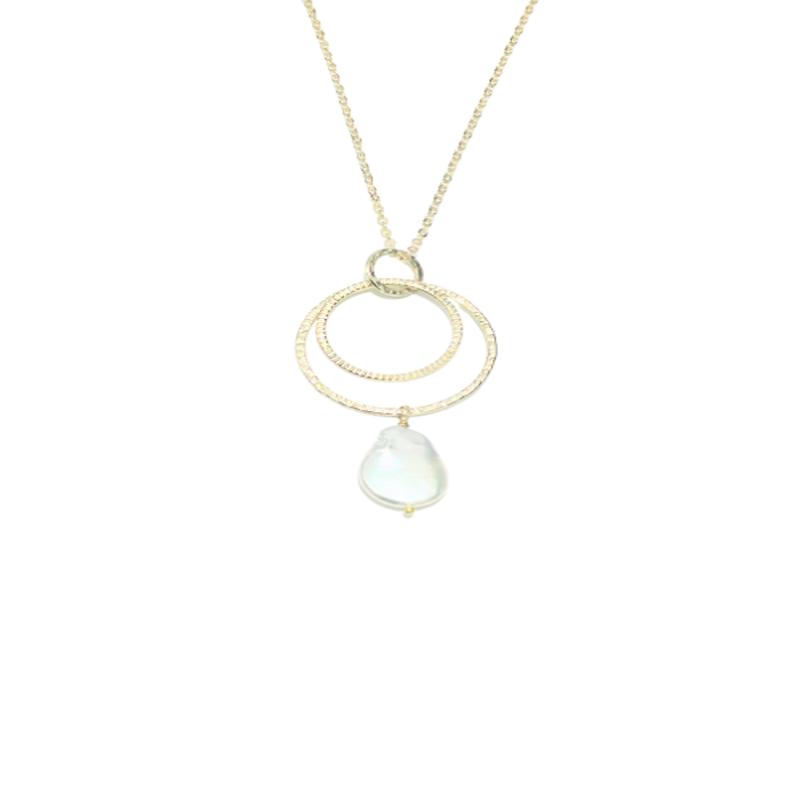 Ellie Hammered Pearl Necklace
