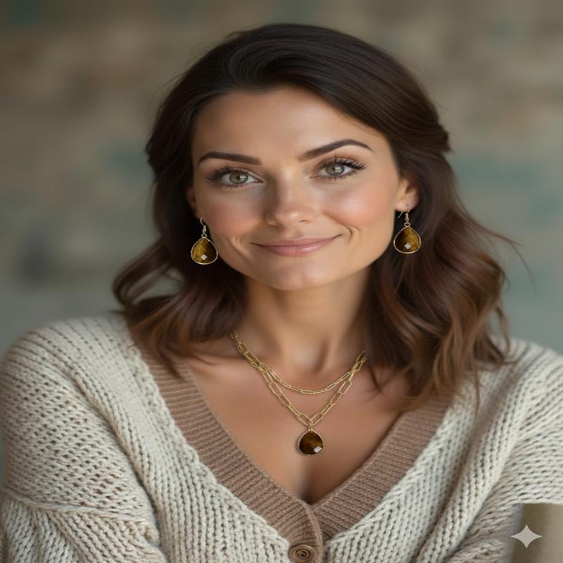 Gemi Necklace & Earrings 2 pc Set Tiger Eye