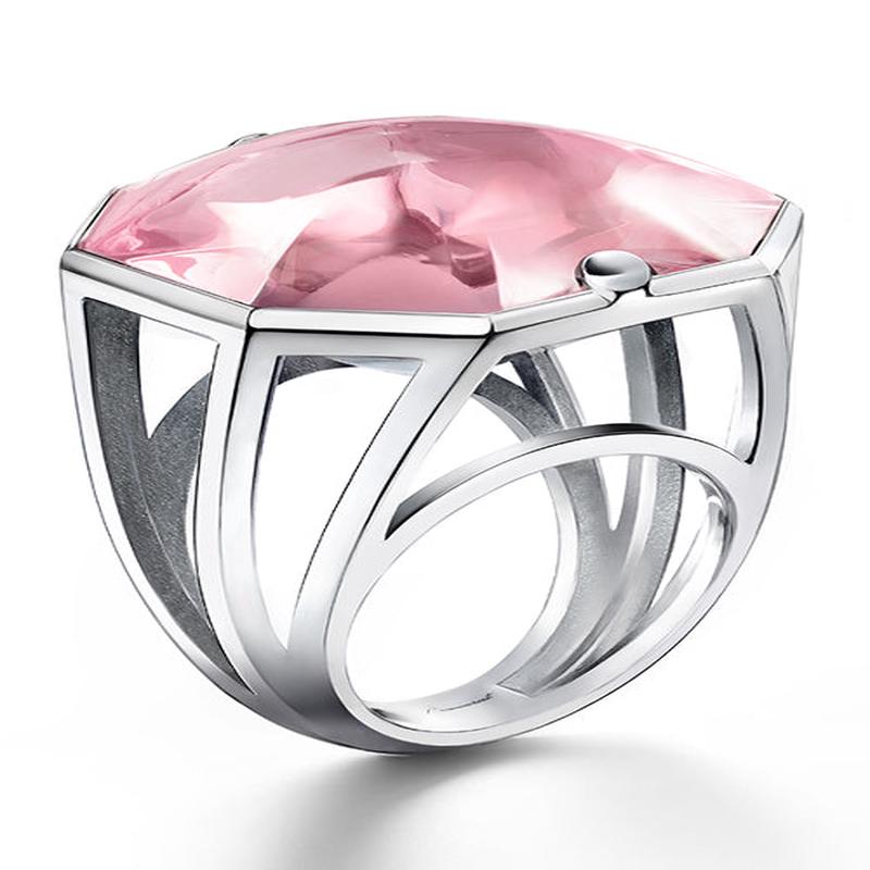 L'ILLUSTRE Large Crystal Ring-Pink