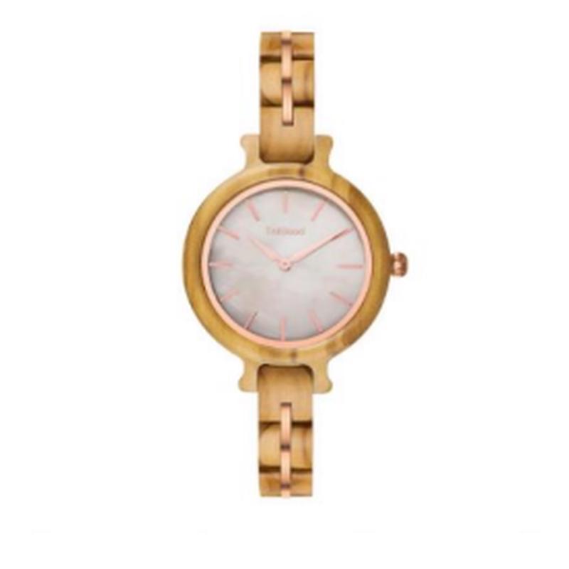 Wood Watch with Mother of Pearl Face